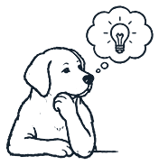 A thoughtful Labrador with a bright idea